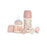 Coffret de bienvenue « Wonder » pour bébé - 2 biberons, 2 tétines, 1 attache-tétine - rose
