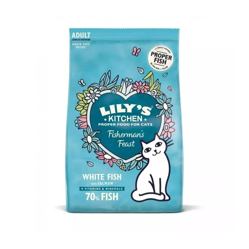 Lily's Kitchen Weißfisch und Lachs – Alleinfuttermittel für ausgewachsene Katzen, 2 kg
