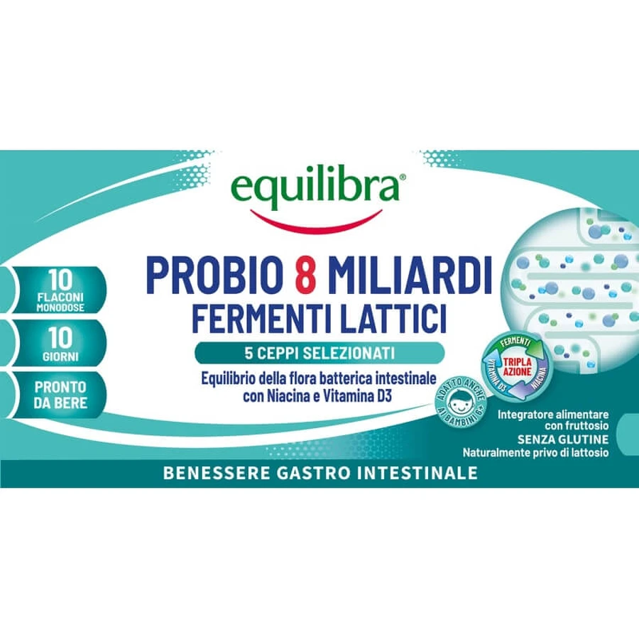 Equilibra Probio 8 miliarde – supliment cu bacterii lactice, 10 flacoane