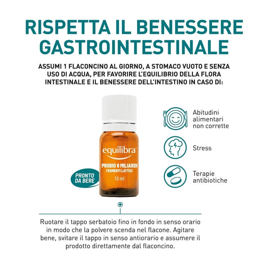 Equilibra Probio 8 miliarde – supliment cu bacterii lactice, 10 flacoane