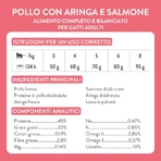 Schesir Born pentru pisici carnivore, cu pui, hering și somon – hrană completă pentru pisici adulte, 255 gr