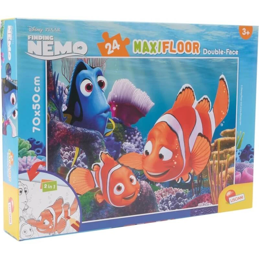 Lisciani Disney Nemo – 24-elementowa, dwustronna układanka typu „maxi floor” z obrazkiem do pokolorowania na odwrocie: ceny i cechy