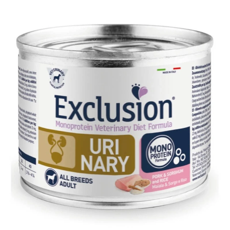 Aliment d'exclusion pour les troubles urinaires - Toutes races - Porc - Aliment complet destiné aux chiens souffrant de calculs de struvite, 200 g