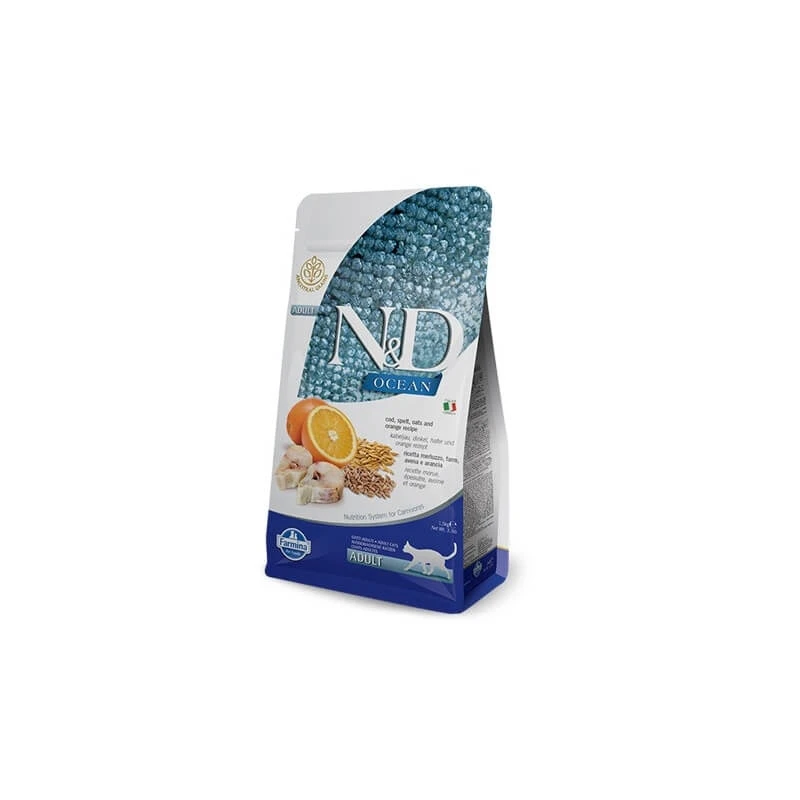 Farmina N&d Ocean Low Grain Kabeljau und Orange – Alleinfuttermittel für ausgewachsene Katzen, 300 g