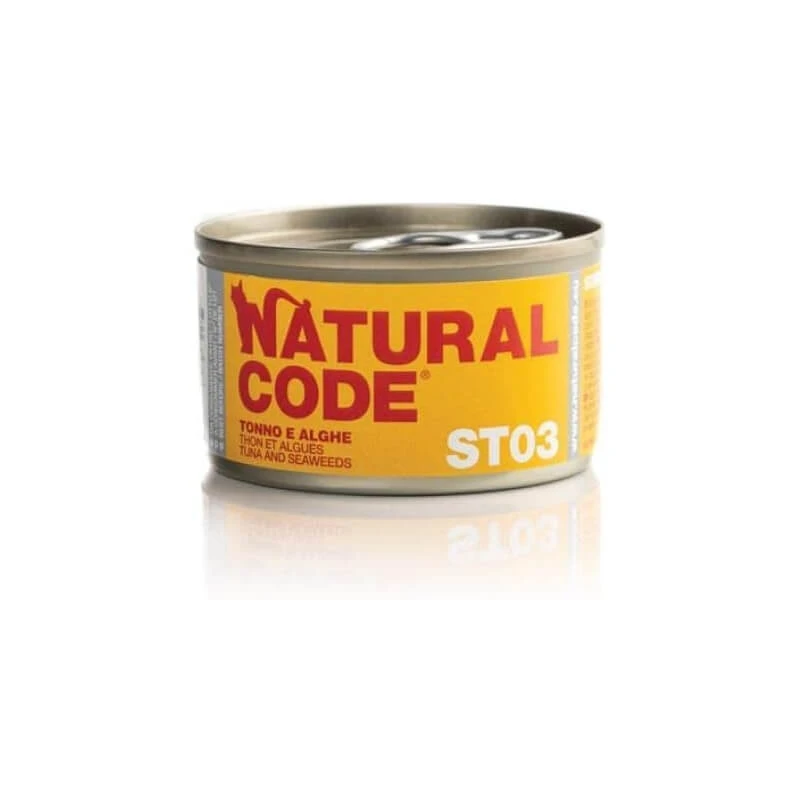 Natural Code St03 Thunfisch und Seetang – Ergänzungsfuttermittel für kastrierte oder sterilisierte Katzen, 85 g