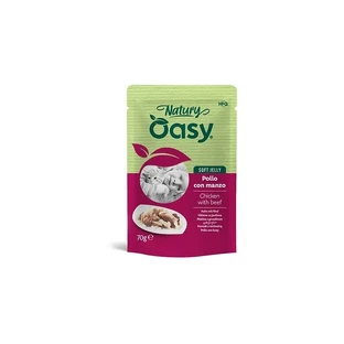 Oasy Wet Cat Natury Soft Jelly Huhn mit Rind – Ergänzungsfuttermittel für ausgewachsene Katzen, 70 g