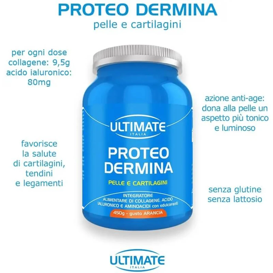 Ultimate Italia Proteo Dermina 450 g – Nahrungsergänzungsmittel für Haut und Knorpel