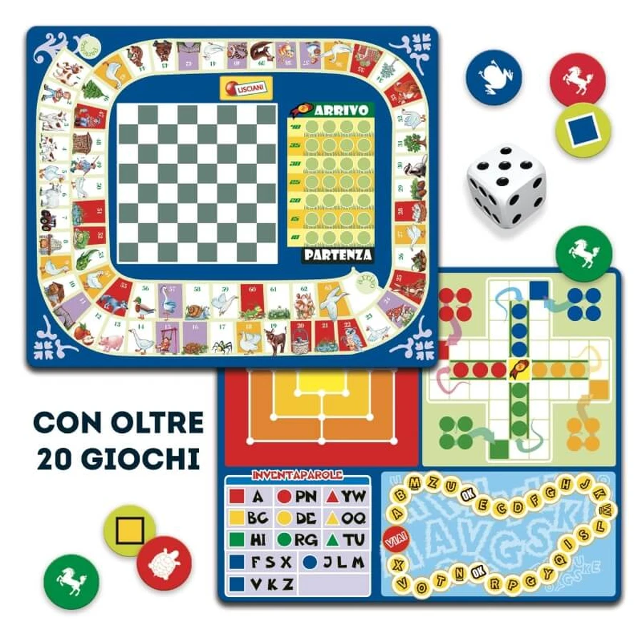 Coffret de jeux Lisciani Playroom — plus de 20 jeux et 12 jeux de société pour les enfants à partir de 6 ans