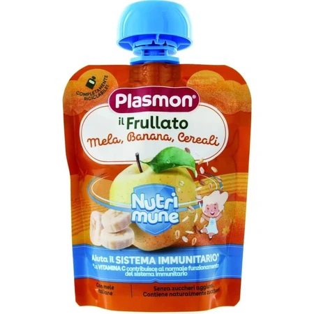 Plasmon Smoothie - Snack met appel, banaan en ontbijtgranen, 85 g