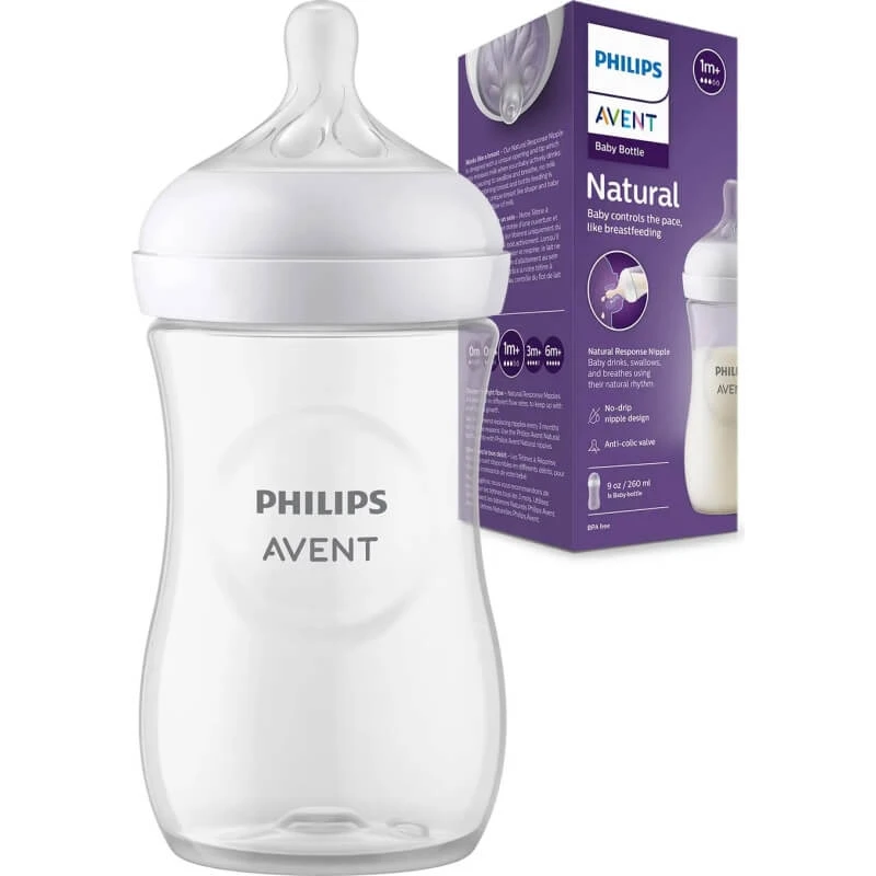 Avent Natural Response – 260-ml-Flasche, Durchflussstufe 3 – transparent