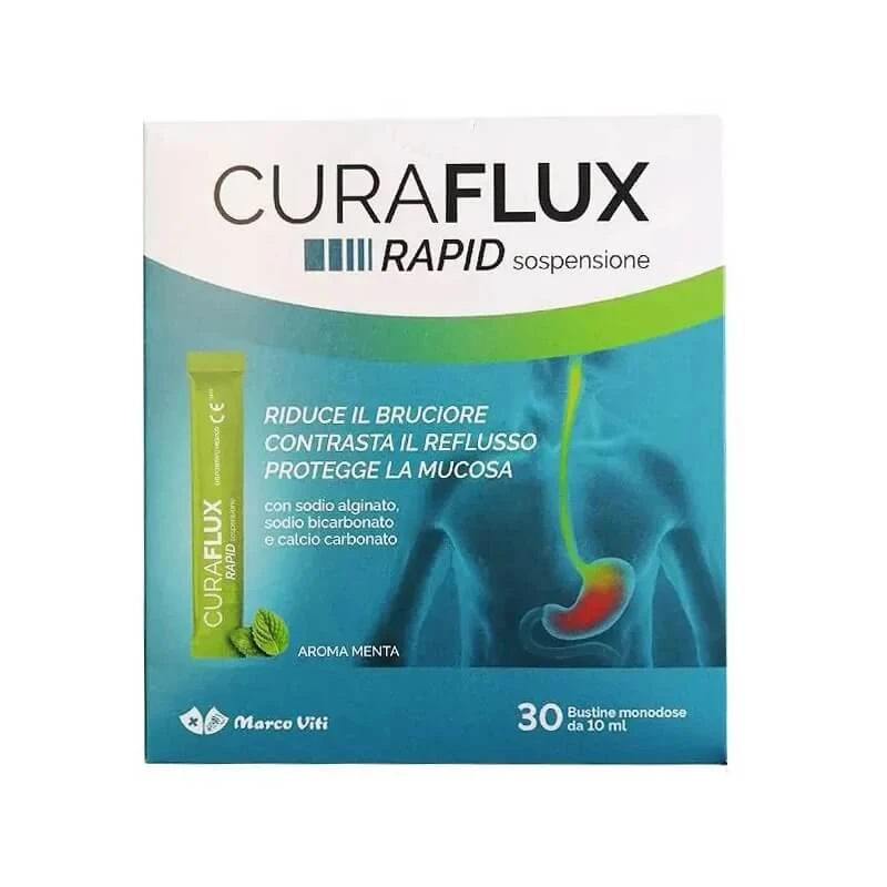 Marco Viti Curaflux Rapid Suspension – Lindert Sodbrennen und beugt saurem Reflux vor, 30 Beutel
