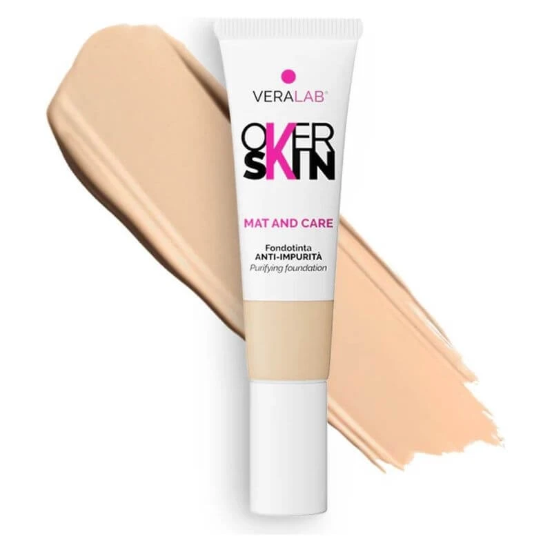 Veralab Overskin Mat and Care – Anti-Blemish-Foundation Nr. 3,5 Light Honey