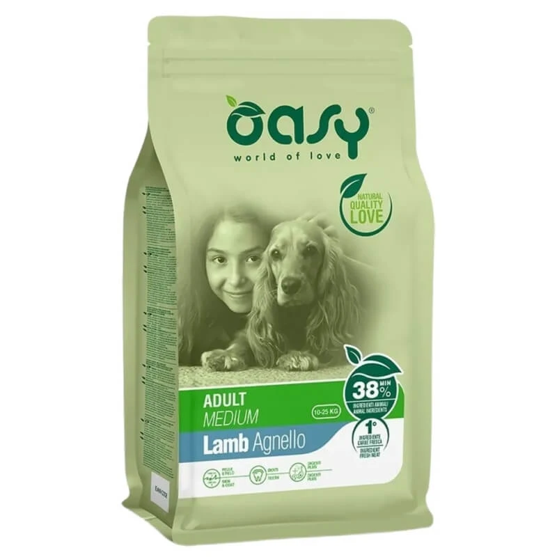 Oasy Adult Medium Lamb – Alleinfuttermittel für ausgewachsene Hunde mittlerer Größe, 3 kg