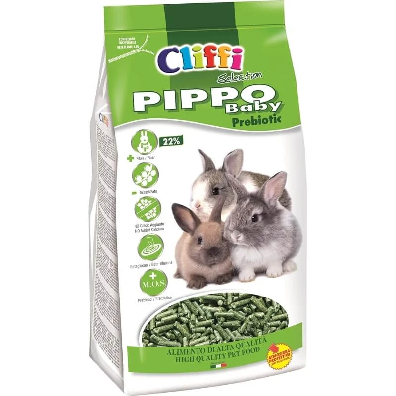 Cliffi Pippo Baby Prebiotic – Alleinfuttermittel für Jung- und ausgewachsene Kaninchen, 900 g