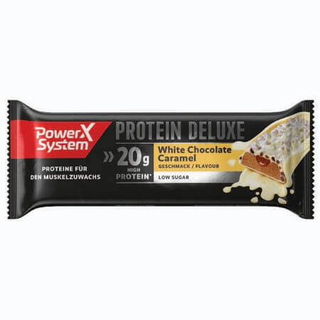 Proteinriegel mit weißer Schokolade und Karamell Protein Deluxe, 55 g, Power System