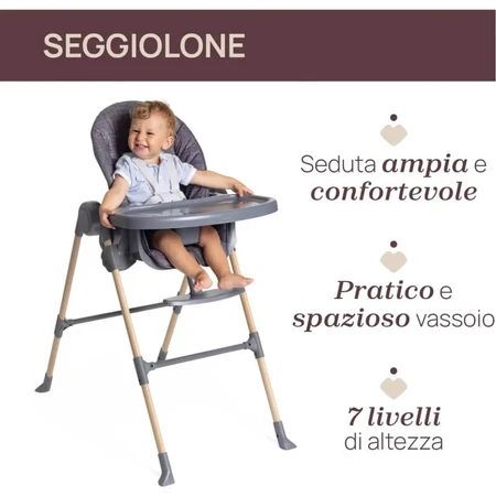 Chicco polly essential - seggiolone - coal