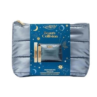Puro Bio Beauty Collision – ruj creion „Twist & Go” nr. 503 nisip roz + nr. 505 roșu zmeură + trusă de cosmetice