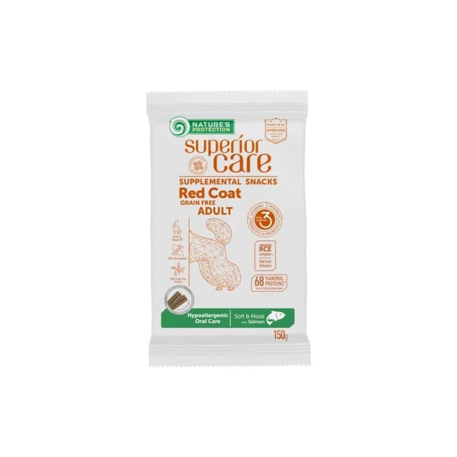Nature’s Protection Superior Care Somon – gustare hipoalergenică pentru câini adulți cu blană roșie, 150 g