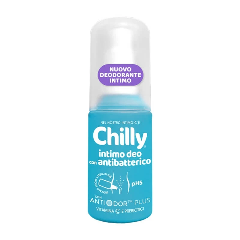 Chilly Antibakterielles Intim-Deodorant, pH-Wert 5, mit Vitaminen und Präbiotika, 50 ml