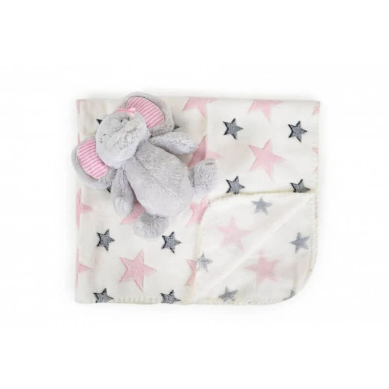 Cangaroo-Geschenkset für Neugeborene – Weiche Fleece-Decke mit rosa Teddybär