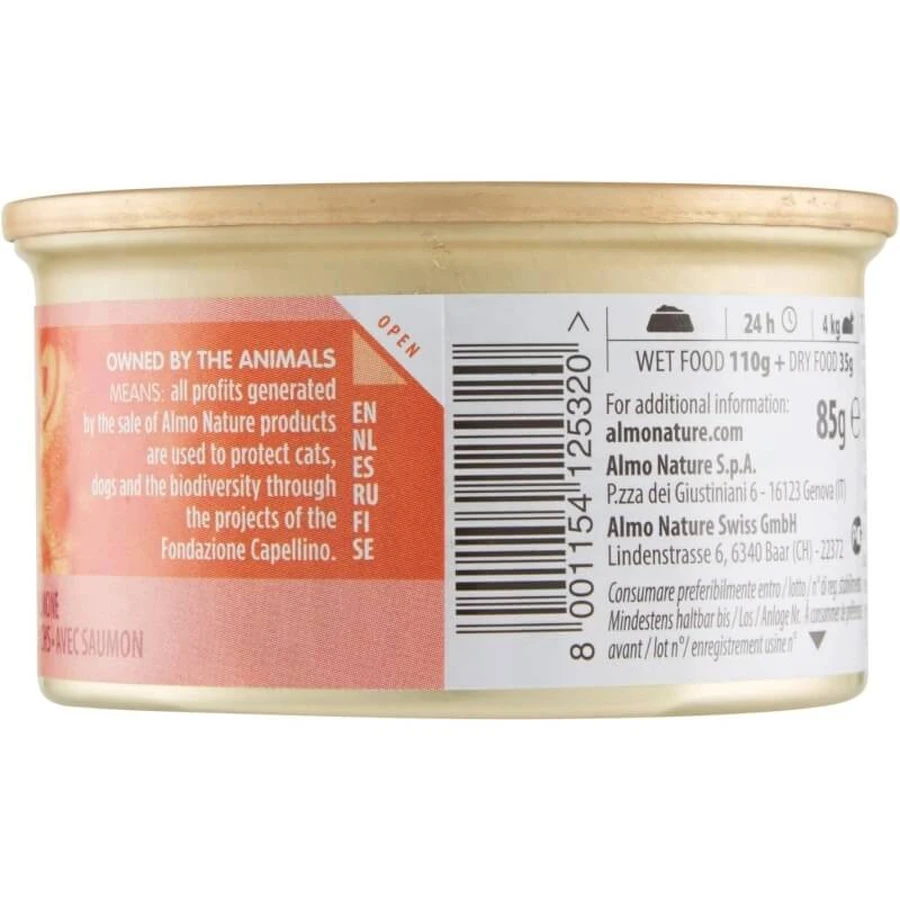 Almo nature Daily pentru pisici adulte, mousse de somon – hrană completă pentru pisici adulte, 85 g
