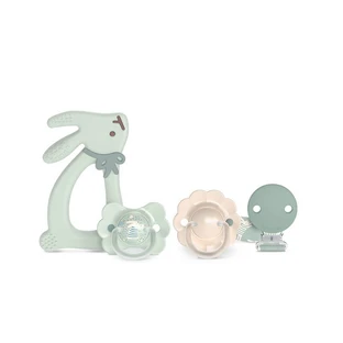 Suavinex Wonder-cadeauset: 2 fopspenen (0–6 maanden), clip en groene bijtring