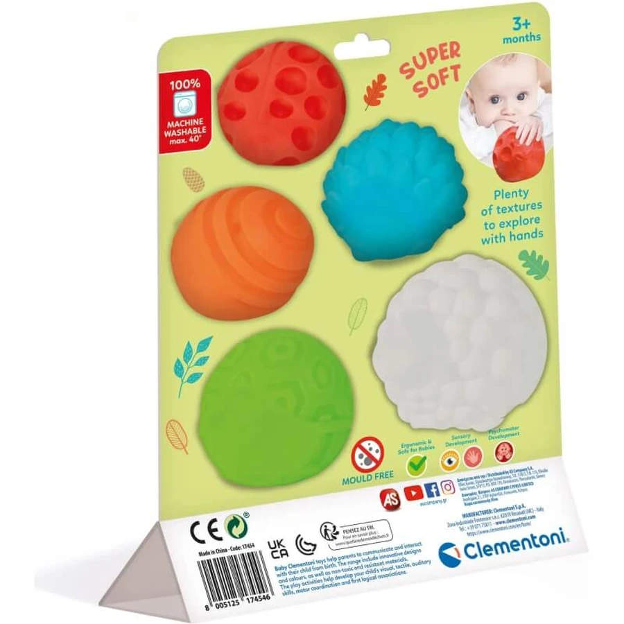 Clementoni Animal sensorial balls - set 5 palline sensoriali 3m+