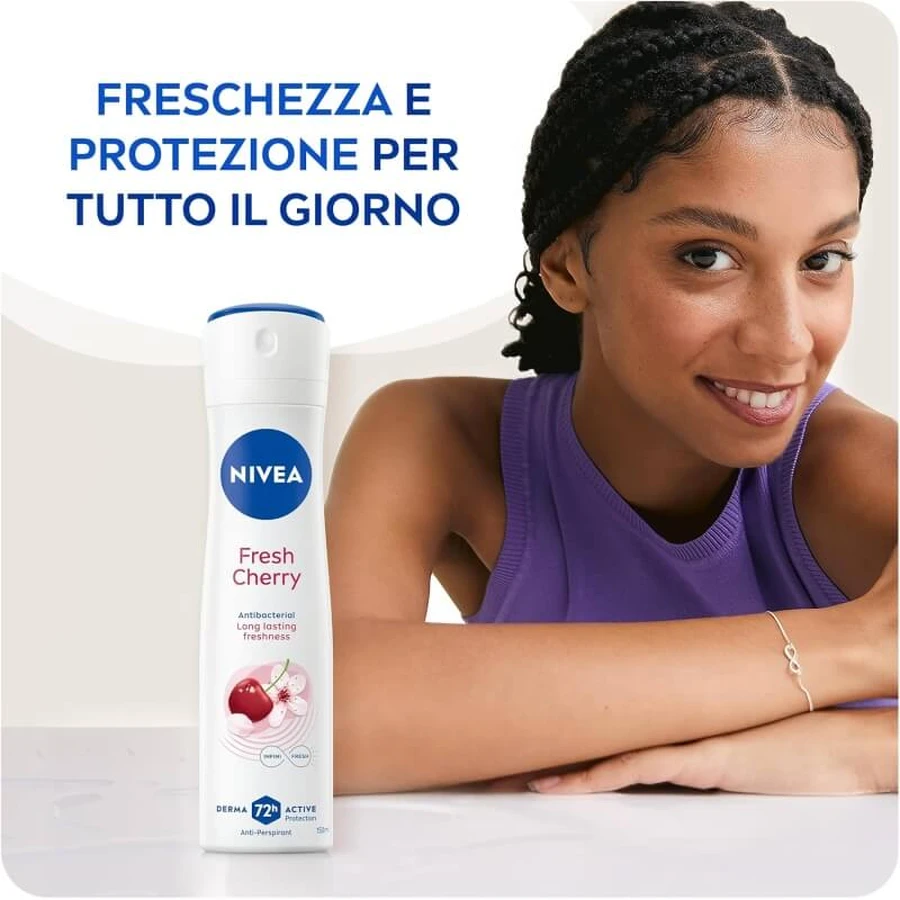 Nivea Fresh Cherry – dezodorant zapewniający 72-godzinną ochronę przed nieprzyjemnym zapachem, 150 ml: ceny i cechy