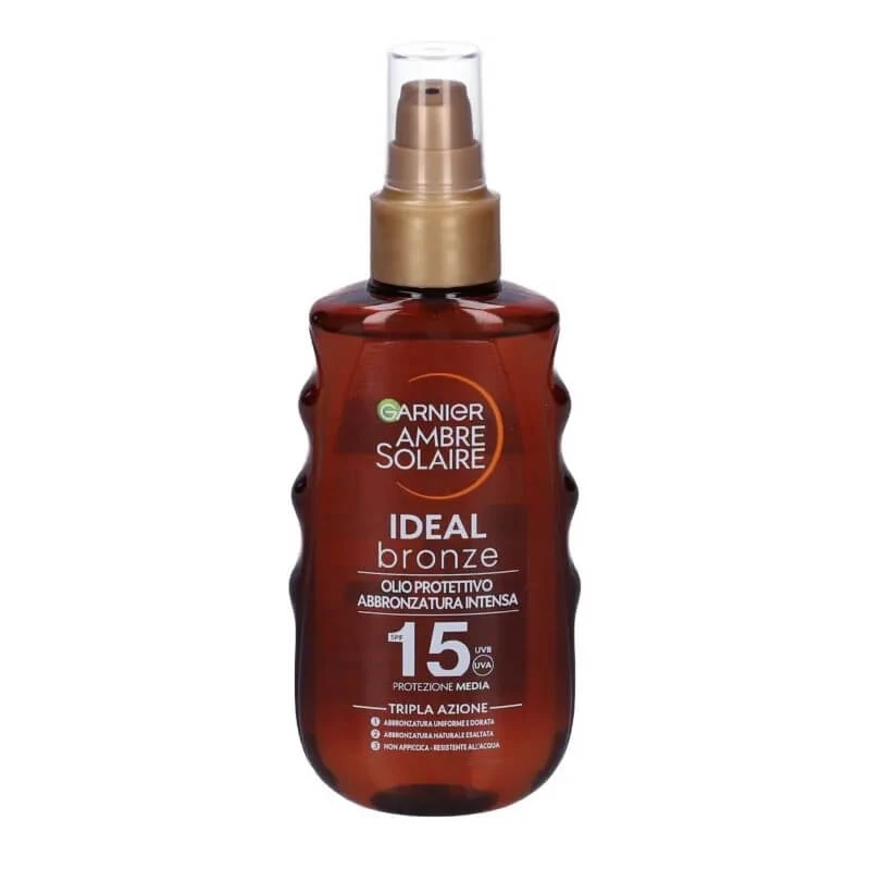 Garnier Sonnencreme LSF 15, Ambre Solaire Ideal Bronze Öl, intensive Bräune, mittlerer Schutz, 150 ml