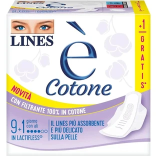 Lines este din bumbac – 10 tampoane de zi cu aripioare