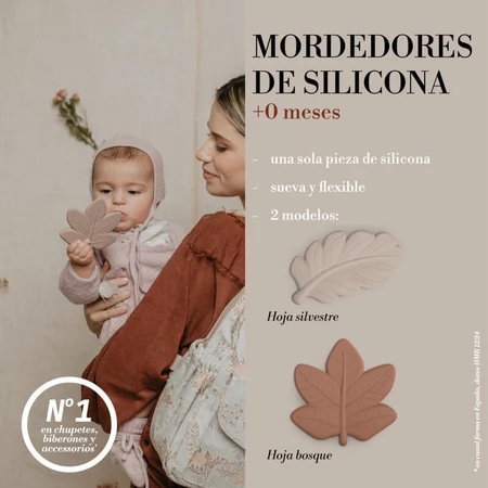 Suavinex Poetry - Mordedor de silicona con hoja de arce rosa