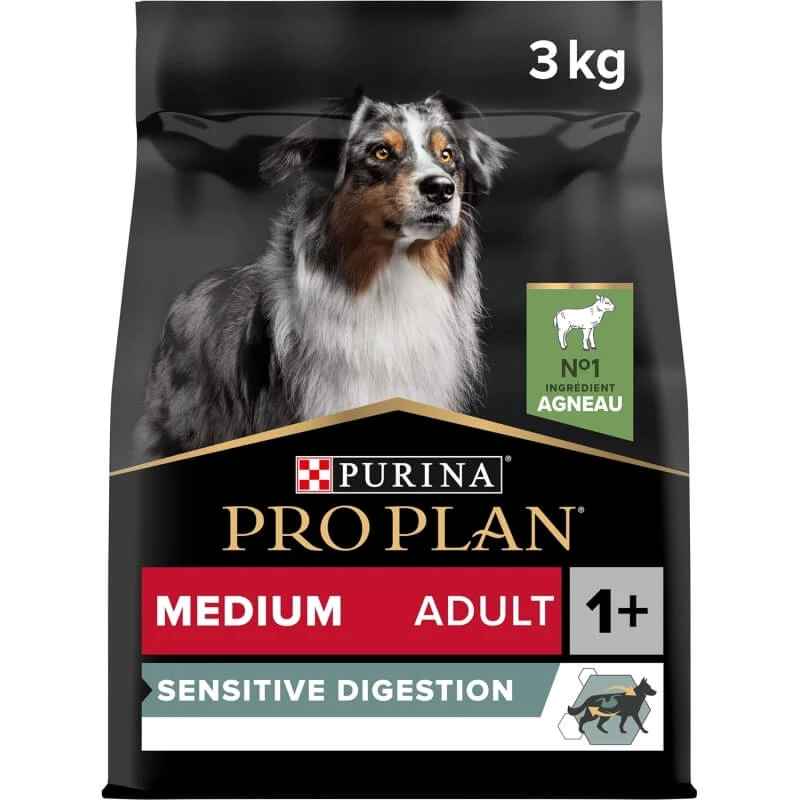 Purina Pro Plan Sensitive Digestion Lamm – Alleinfuttermittel für ausgewachsene mittelgroße Hunde mit empfindlichem Verdauungssystem, 3 kg