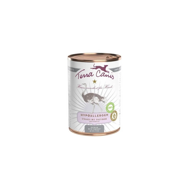 Terra Canis Hypoallergenic Strauß mit Pastinake – Alleinfutter-Nassfutter für ausgewachsene Hunde, 400 g