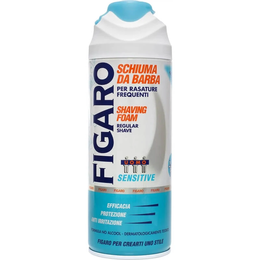 Figaro Spumă de ras pentru piele sensibilă, fără alcool, 400 ml