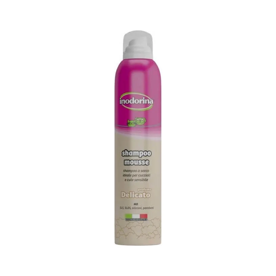 Inodorina Șampon spumant uscat pentru câini și pisici – parfum delicat, 300 ml