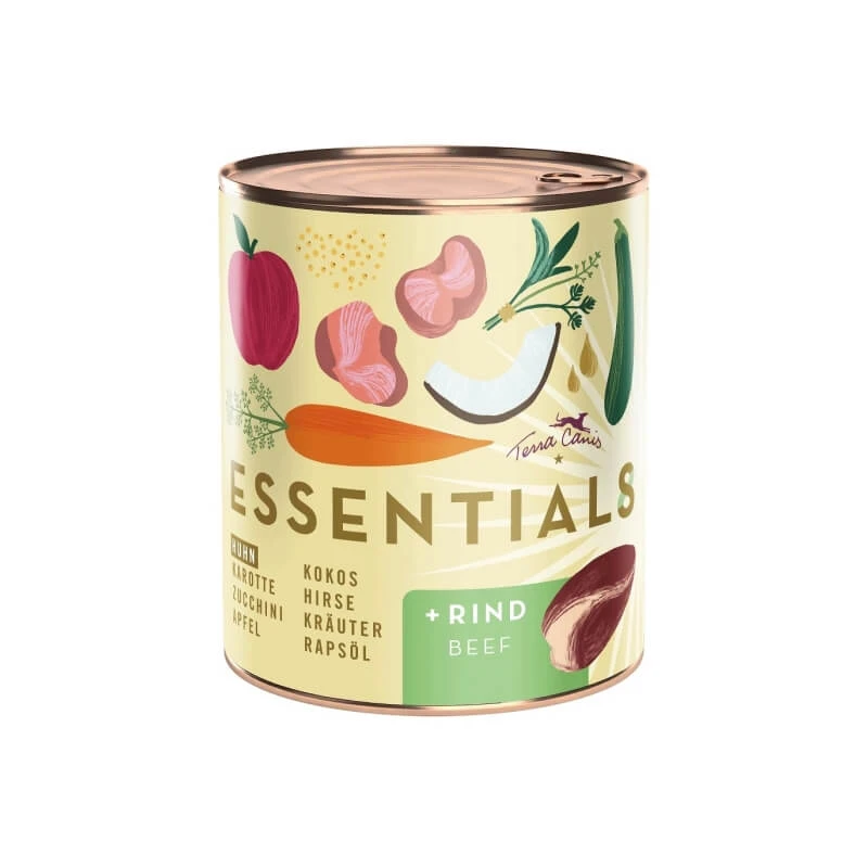 Terra Canis Essential 8 Huhn und Rind – Alleinfuttermittel in Form von Nassfutter für ausgewachsene Hunde, 780 g
