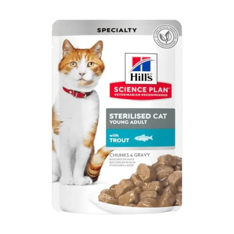 Hill's Science Plan Sterilized Cat Young Adult Trout – Nassfutter für Katzen, 85 g