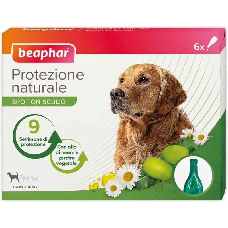 Beaphar Spot-on Shield – Natürlicher Schutz für große, ausgewachsene Hunde mit einem Gewicht von über 30 kg, 6 Ampullen