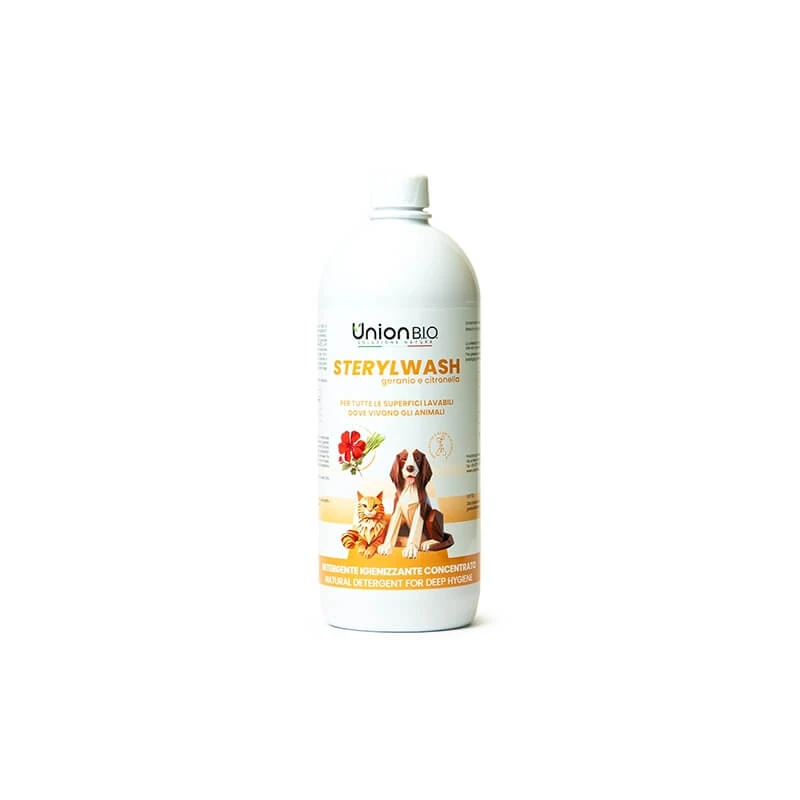 Union bio Sterylwash – Konzentriertes, natürliches Desinfektions- und Geruchsneutralisierungsmittel für Haustiere mit Geranie und Citronella, 1 Liter
