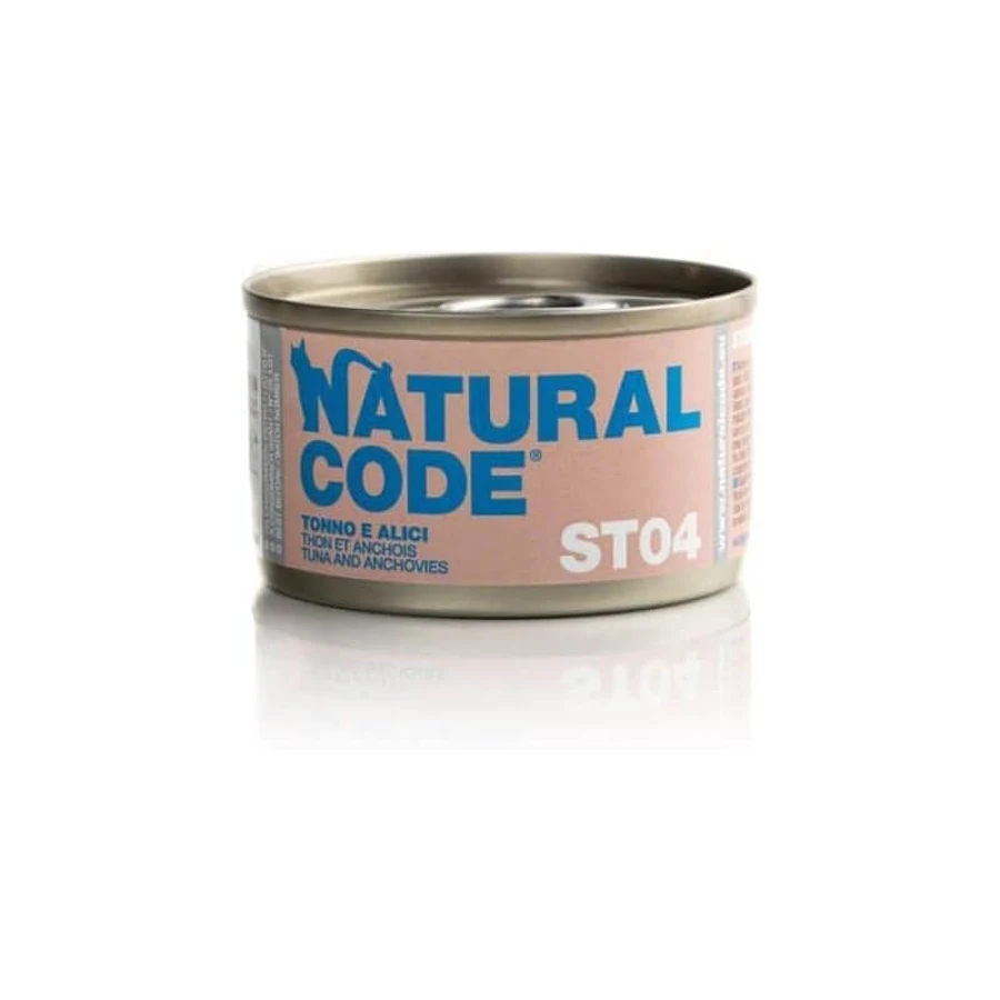 Natural Code St04 ton și hamsii – hrană complementară pentru pisici sterilizate, 85 g
