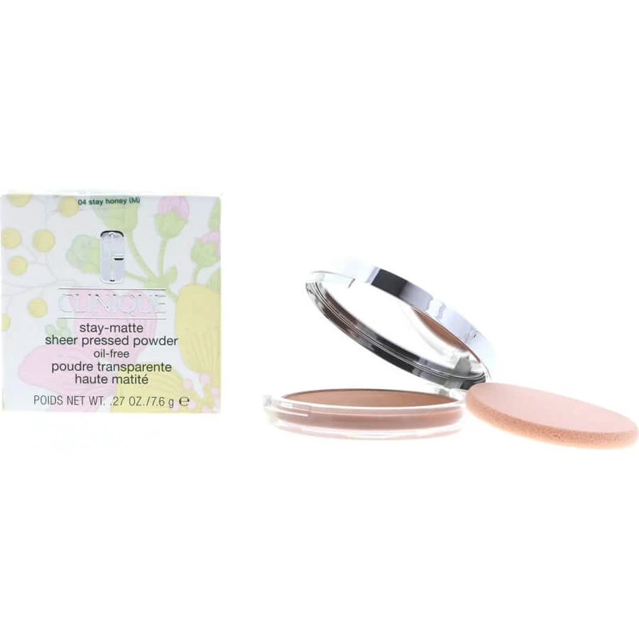 Clinique Stay-Matte Sheer Pressed Powder Oil-Free – pudră compactă nr. 04 Stay Honey