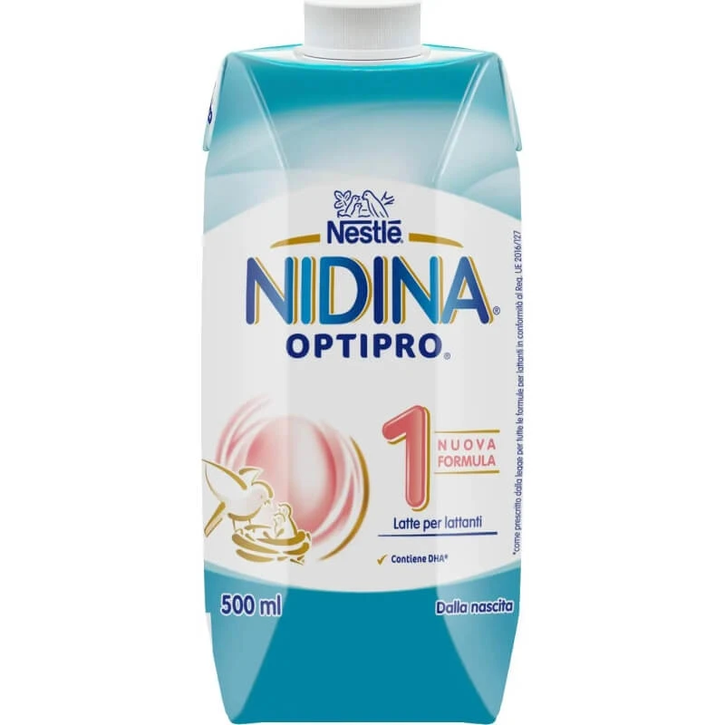 Nestlé Nidina Optipro 1 – Flüssige Säuglingsnahrung für Säuglinge bis zu 6 Monaten, 500 ml