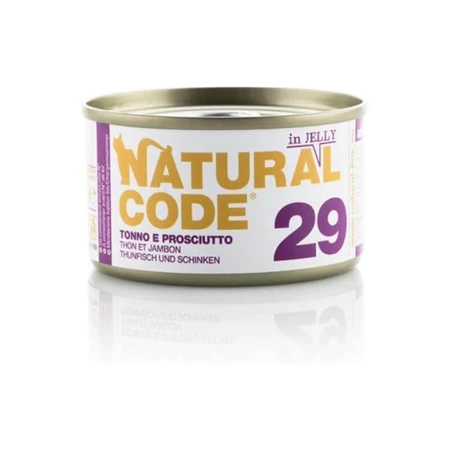 Natural Code 29 ton și șuncă – hrană completă pentru pisici adulte, 85 g