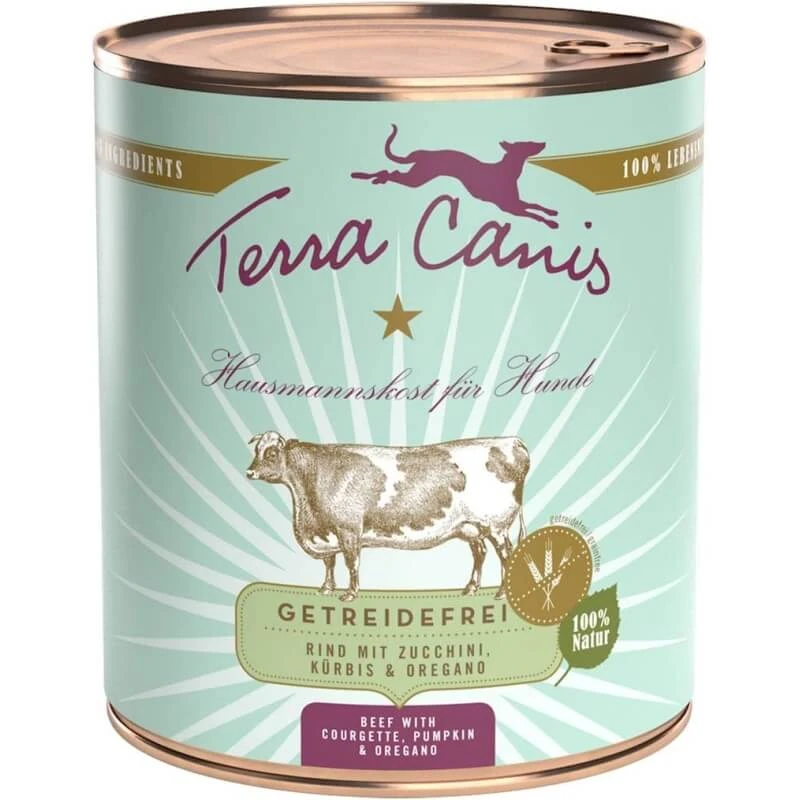 Terra Canis Getreidefrei Rind – Alleinfutter-Nassfutter für ausgewachsene Hunde, 800 g