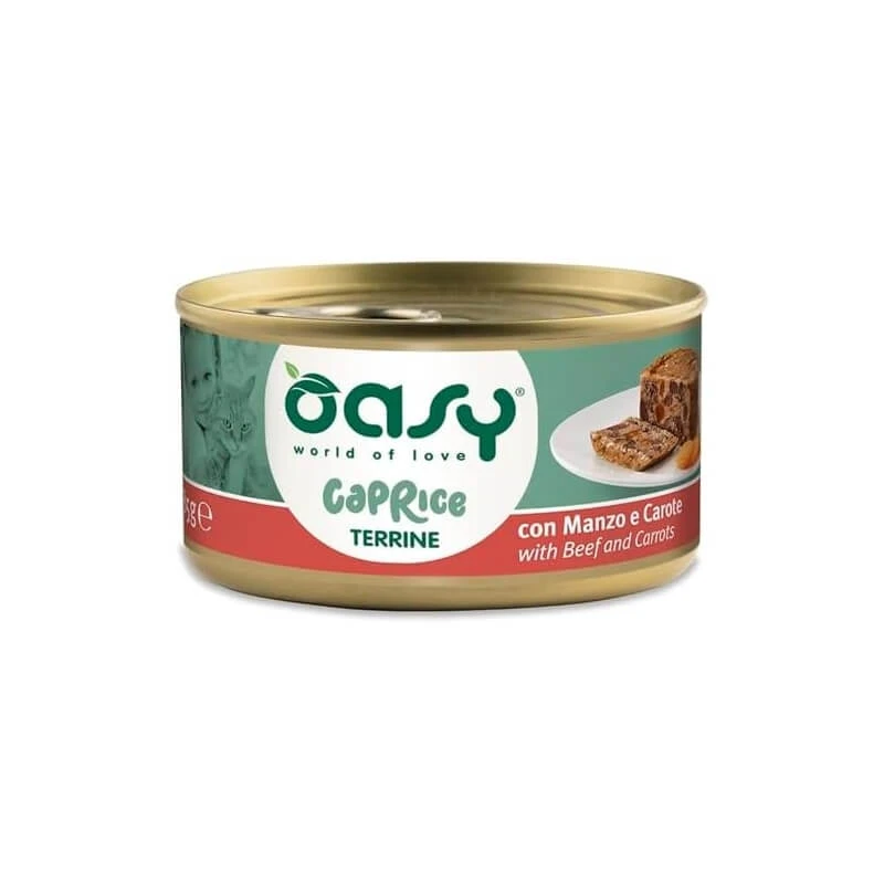 Oasy Wet Cat Caprice Rindfleisch und Möhren im Topf – Alleinfuttermittel für ausgewachsene Katzen, 85 g