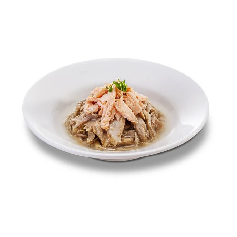 Cherie Hairball Thunfisch mit Lachs in Soße – Alleinfuttermittel für Katzen mit Haarballenproblemen, 80 g