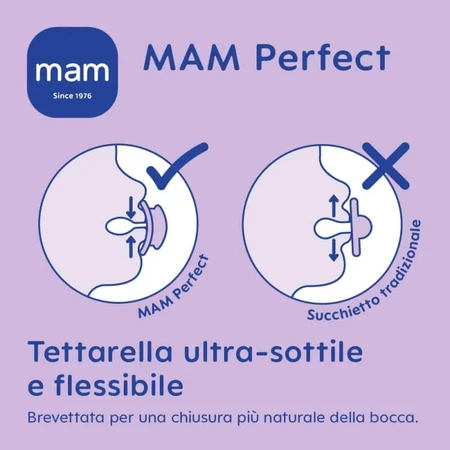 Mam Perfect 16m+ - Light Blue Silicone Pacifier