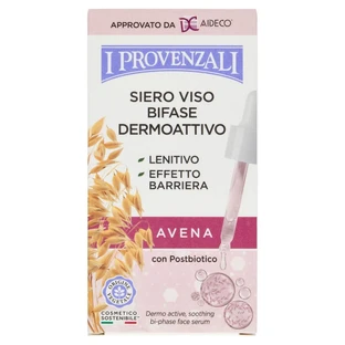 I Provenzali Tweefasig Dermoactief Havermout-gezichtsserum – Kalmerende vochtinbrengende crème voor de gevoelige huid, 30 ml