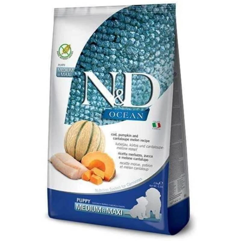 Farmina N&d Medium Maxi Ocean Puppy Cod – Alleinfuttermittel für Welpen mittlerer und großer Rassen, 2,50 kg