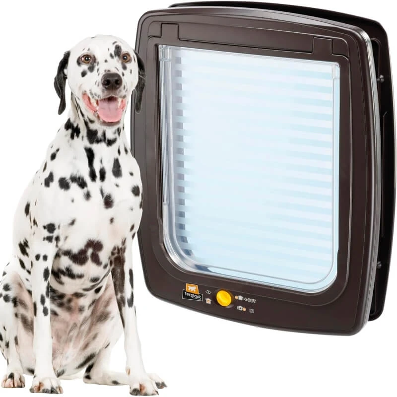 Ferplast Swing 15 Braun – Hundetür für mittelgroße bis große Hunde mit 4-Wege-Verriegelungsmechanismus, 41,2 x 9,6 x H 48,2 cm